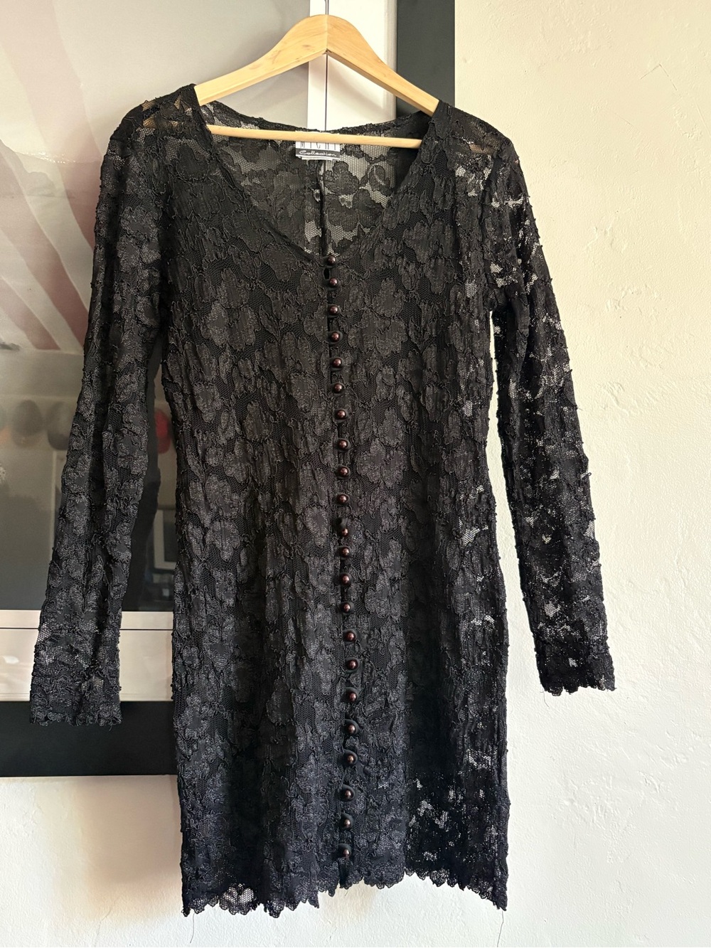 Vintage 90s michi collection  Lace Long Sleeve Button-Front Dress